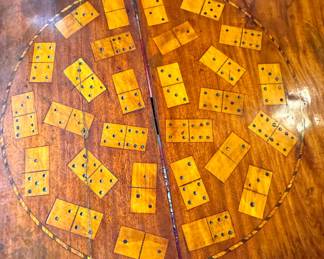 Sheraton Style Mahogany Inlaid Card Table Handkerchief Fold Domino Marquetry Game Table