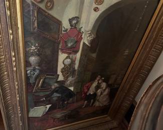 19th Century Oil Painting of a Noble Couple in an Interior Scene