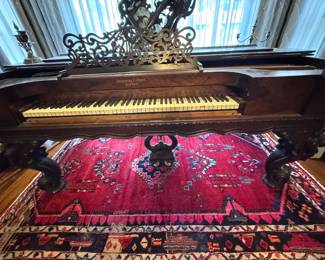 $12,500 - Steinway & Sons Rococo Victorian Brazilian Rosewood Grand Piano