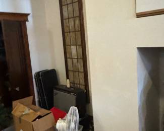 Wooden Wall Panel with Geometric Glass Design 20th Century