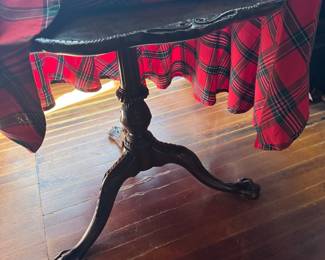 Carved Wood Plant Stand with Claw Feet and Black Finish