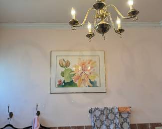 Chandelier with Six Arms in Polished Brass Finish