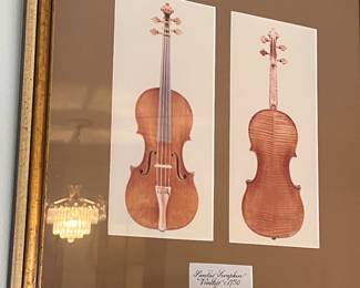 $300 - Framed Violin Print Sanctus Seraphin Venetijs c1730 Classical Instrument Artwork Gilt Frame