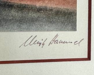 Abstract Landscape Watercolor Signed Framed Minimalist Modern Artwork Gray Tones