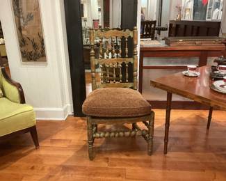 French Country Carved Spindle-Back Side Chair