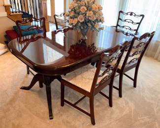 Antique mahogany pedestal table dining set
