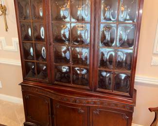 Antique mahogany bubble glass china cabinet