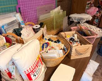 Sewing Notions and Flour Sack Towels Lot