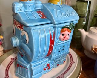 Royal Sealy Blue Train Cookie Jar
