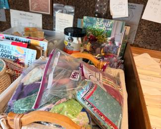 Assorted Fabric Scraps and Quilting Supplies