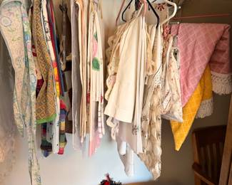 Vintage Linens and Textiles Collection with Plaid Accents