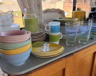 Retro Kitchenware Collection with Gingham and Striped Accents