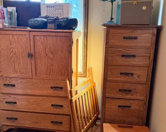 Oak Dresser and Chest of Drawers Set
