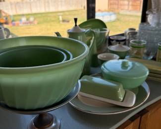 Fire King Jadeite Swirl Mixing Bowls