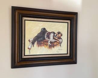 ORIGINAL CLOWN CANVAS OIL PAINTING SIGNED
