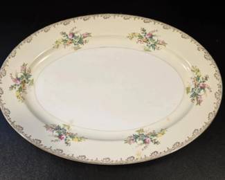 Burbank China Oval Serving Platter with Floral Border