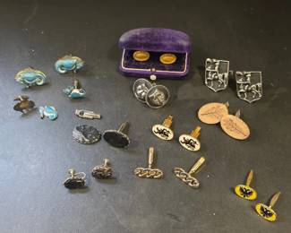 Various Cufflinks and One Matching Earring Pair