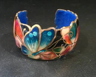 Colorful Cloisonne Floral Cuff Bracelet