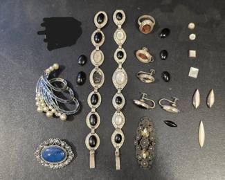 Art DecoStyle Jewelry Lot with Brooches, Bracelets Earrings some damaged