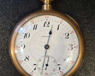Howard Pocket Watch with Engraved Case Running Vintage Timepiece