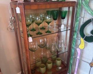 Green lusters and glassware