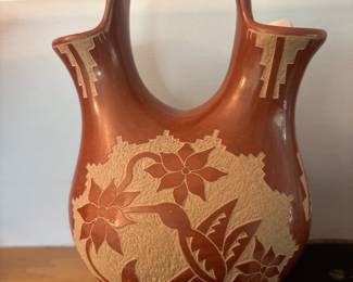 Alvina Yepa Native American Jemez Pottery Wedding Vase