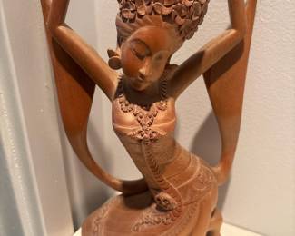 Indonesian Wood-Carved Balinese Dancer Sculpture