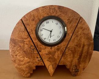 Art Deco Style Burl Wood Mantle Clock
