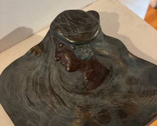 Circa Late 19th Century Art Nouveau Style Portrait Inkwell