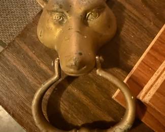Antique Solid Brass Fox Head Door Knocker