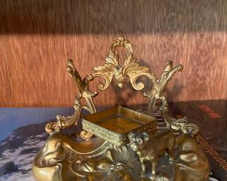 French Rococo Style Gold Gilt Inkwell Stand