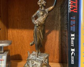  Art Nouveau Style Bronze Tone Dancing Woman Figurine