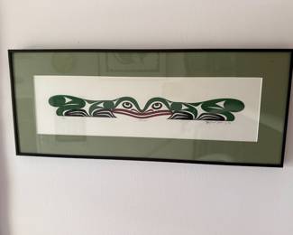 Framed & Matted Serigraph "Frogs" by&nbsp;Maynard Johnny Jr.