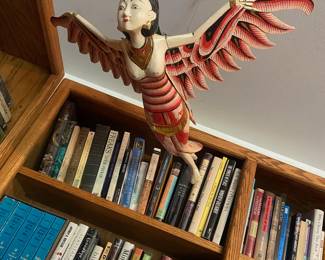 Hand-Painted Balinese Folk Art Dewi Sri Winged Wood Carving 