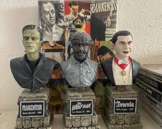 Frankenstein, Dracula & The Wolf Man Mini Bust Statues