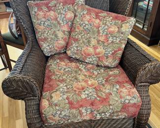 Brown Wicker Wingback Armchair 