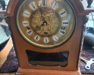 West Germany Wood Cased Mantle Clock