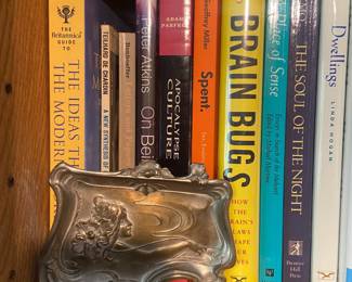 Circa Early 20th Century Art Nouveau Lady Portrait Pewter Trinket Tray