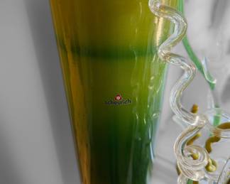 Scheurich Mid Century Green Banded Pottery Vase