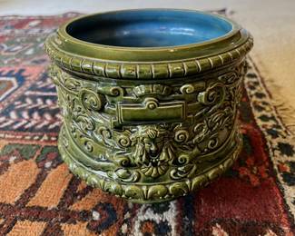 Höganäs Swedish Pottery Green Jardiniere Bowl
