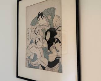 Framed & Matted Utagawa Toyokuni "Actors from a Kabuki Play "Woodblock Print