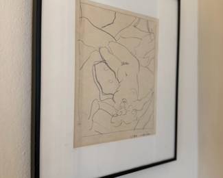 Framed & Matted Minimalist Line Drawing Portrait of Woman by Merike