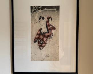 Framed & Matted Utagawa Toyokuni Style Kabuki Actor with Katana Woodblock Print