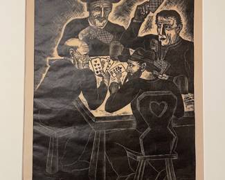 Limited Edition German Expressionism Woodcut Print "Die Spieler" by Fritz Richter