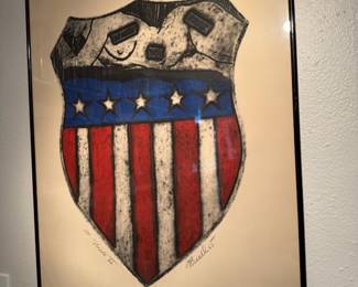1965 Framed & Matted Color Etching&nbsp;"AP Shield VI" by&nbsp;Dennis Ray Beall