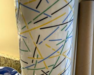 1980s Thomas Atelier Collection by Rosenthal Abstract Colorful Striped Vase