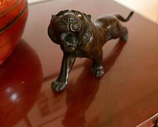 Japanese (Possibly Meiji Period) Bronze Tiger Figurine