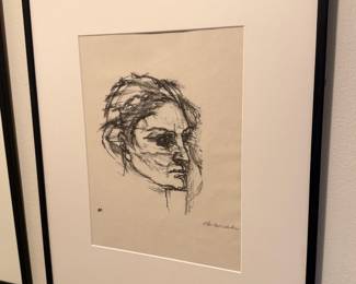 Framed & Matted Lithograph "The Face of a Woman" (Des Gesicht des Weibes) by&nbsp;Oskar Kokoschka