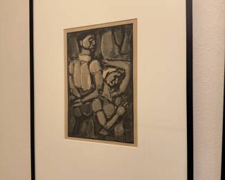 1932 Wood Engraving "Chemineau et Paysans" by Georges Rouault