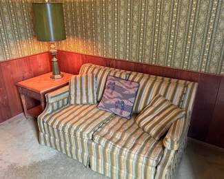 Couch, end table, lamp